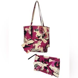Kate Spade On Purpose Sweetheart Pink Floral Tote and Clutch Set, like new